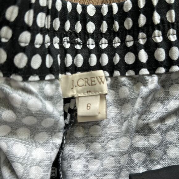 J.Crew Linen Blend Boardwalk Shorts Black & White Polka Dot Size 6 - Picture 3 of 4